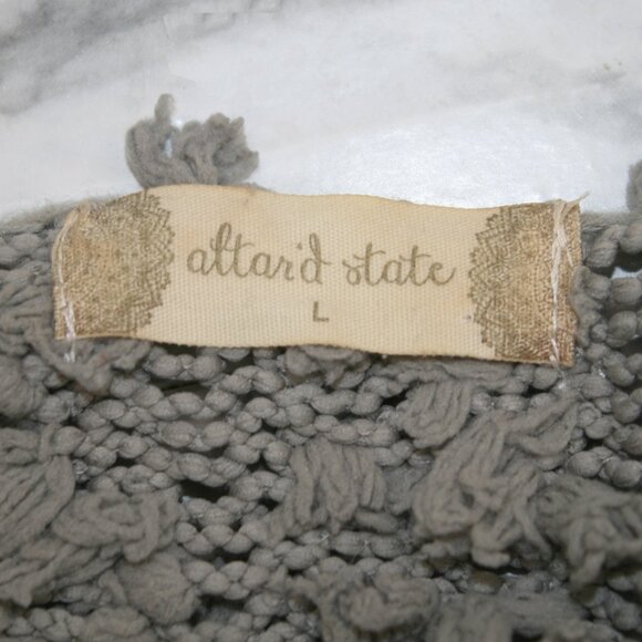 ALTAR'D STATE Cardigan Open Front Textured Long Waterfall Ruffle Front Gray L - Picture 6 of 13